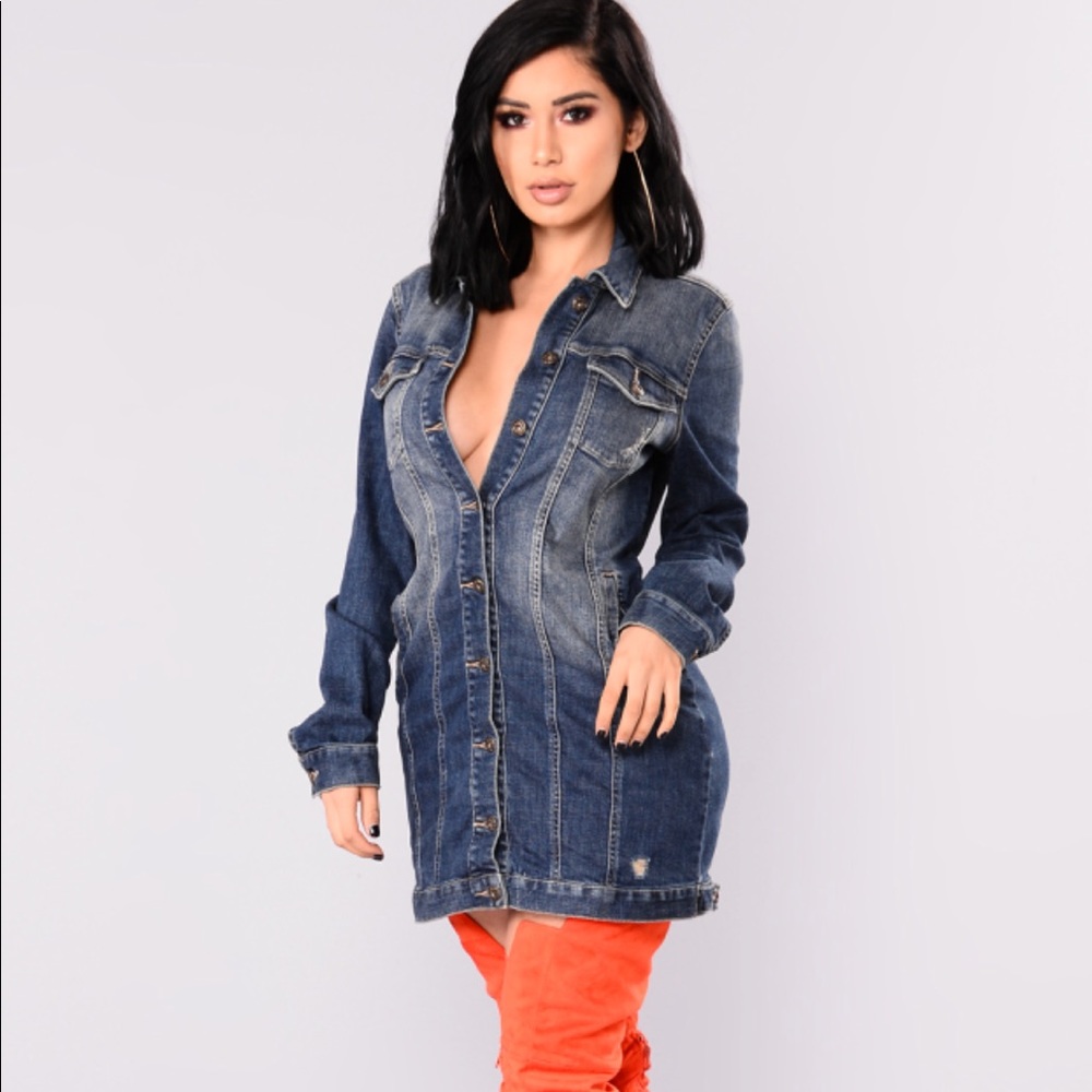 Fashion Nova Oversized Denim Shirt Dress NWT